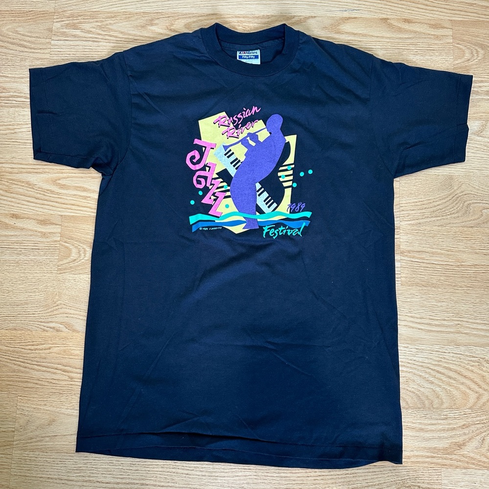 Vintage 1989 Russian River Jazz Festival Tee - Large - Black